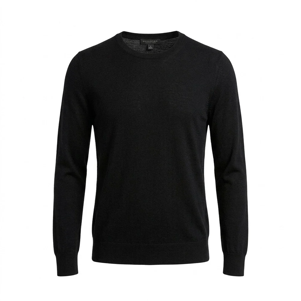 Banana Republic Mens Silk Cashmere Crew Neck Sweater Black Small RN 54023